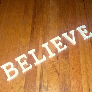 Believe White Wooden Accent Letters